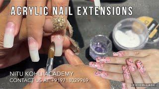 DIY Acrylic Nail Extensions | step by step | 3D chrome effect nails art