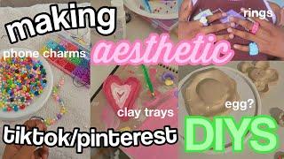 making pinterest/tiktok DIY TRENDS!! (phone charms, clay trays, & clay rings!)