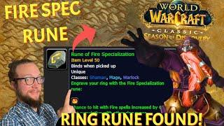 RING RUNE FOUND! Fire Specialization Rune for Mage, Shaman, and Warlock Season of Discovery WoW