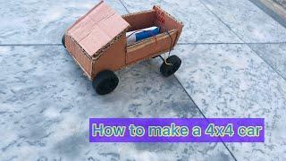 How to make a 4x4 car with Dc motor | science project