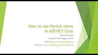 How to use Partial views in ASP.NET Core