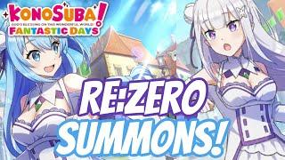 15k Quarts! Re:Zero Collab Summons! | Konosuba Fantastic Days