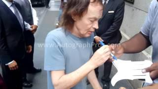 AC/DC Angus Young Signing Autographed Guitar n Pickguards in NYC for AutographPros