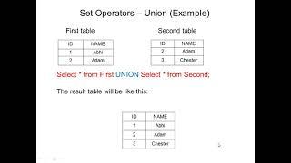 Set operators in SQL