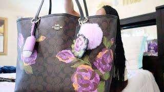 WIMB: COACH CITY TOTE DARK SIG ROSE PRINT!!