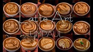 Amazing latte art with World Champion Umpaul signature Designs   cafe vlog 월드라떼아트 챔피언 엄폴의 라떼아트 디자인들