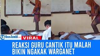 Viral Siswa Ini Tidur Pulas Saat Jam Belajar, Reaksi Guru Cantik Bikin Ngakak