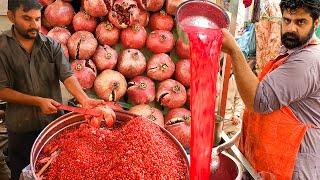 7 Street Fruit Juices | Amazing Street Drink Pomegranate, Orange Juice Making. Pakistani Street Food