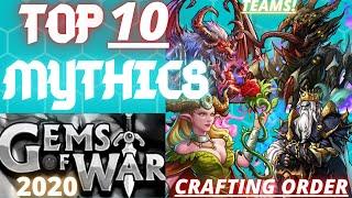 TOP 10 MYTHICS in Gems of War | Gems of War Top 10 list | Best 10 Mythics to craft 2020 Soulforge