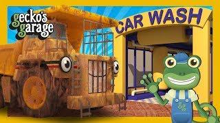 Dirty Diggers & Dump Trucks in the Car Wash | Gecko's Garage | Truck Cartoons For Children
