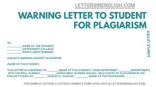 Warning Letter to Student for Plagiarism – Sample Warning letter | Letters in English