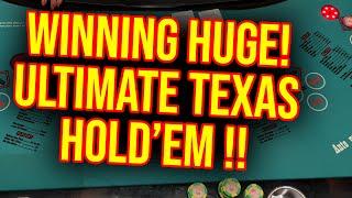 MASSIVE WINNING $1000s! Ultimate Texas Hold'em in Las Vegas! Absolutely CRAZY Session UNBELIEVABLE!!