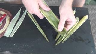 Corn Husk Basket Weaving Part 1 -  Preparing the Spokes