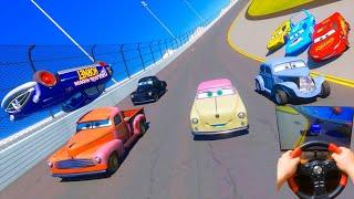 Race Daytona McQueen and Friends Old Cars Doc Hudson Louise Nash Moon Scott Smokey