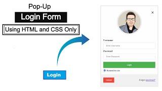 Popup Login Form Using HTML and CSS || HTML Login Form 2020