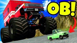 OB & I Used a MONSTER TRUCK to CRUSH a TINY CAR in BeamNG Drive Mods!