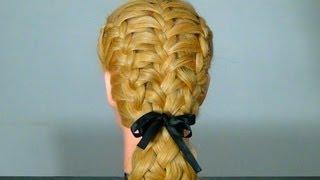 Прическа с плетением на длинные волосы. Braided hairstyle tutorial