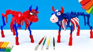 How to make Skeleton Cow mod superhero Spider-man, Captain America and Hulk, Ironman with Clay