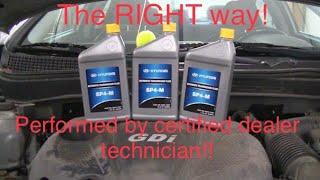 Hyundai/Kia 6 speed automatic “sealed” transmission fluid service and level adjustment