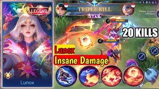 20 Kills!! - Lunox New GamePlay Lagend Skins 100% God Skils || BEST BUILD LUNOX 2023