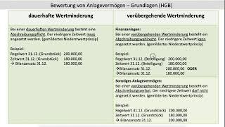 Bewertung Anlagevermögen nach HGB (gemildertes Niederstwertprinzip) Wertminderung (FOS | BOS)