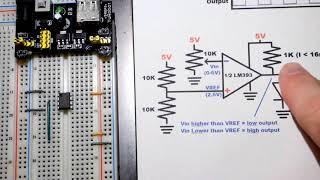 LM393 Inverting Comparator Demonstration Circuit Trimpot Controlled by Electronzapdotcom