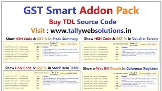 (Buy TDL Source Code Only Rs. 100) GST HSN Smart Addon Pack in Tally Prime 5.0 | Tallywebsolutions