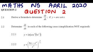 MATHEMATICS N5 DIFFERENTIATION QUESTION 2 APRIL 2020 @mathszoneafricanmotives