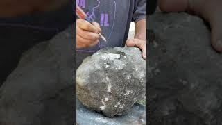 Hand Cracking a Huge Geode with common tools