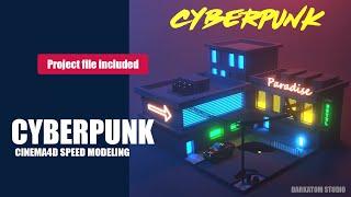 Cyberpunk Cinema 4D | Redshift | Low Poly 3D Modeling Timelapse Tutorial