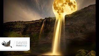 Moon Waterfall Photo Manipulation (GIMP Tutorial)