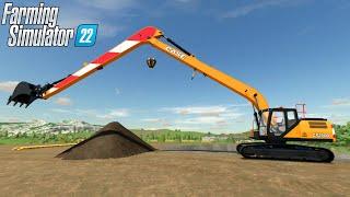 Farming Simulator 22 - CASE CX250D Long Reach Excavator Digging Dirt From A Pit