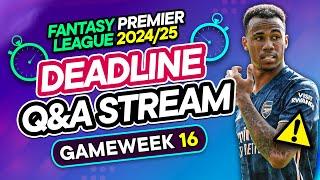 FPL GW16 LIVE DEADLINE STREAM  Arsenal + Liverpool Team News?  | Fantasy Premier League 2024/25