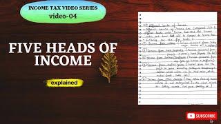 what are the 5 heads of income? | Income Tax | video 04