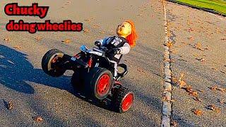 FIRST CHUCKY DOLL DOING WHEELIES WITH OUTCAST 8S