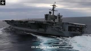 HIGH SPEED MANEUVERS! US Nimitz-class SUPERCARRIER in a series of EXTREME RUDDER