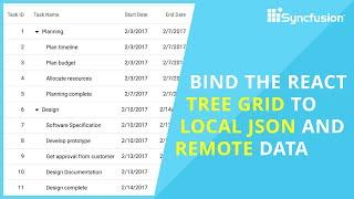 Bind the React Tree Grid to Local JSON and Remote Data