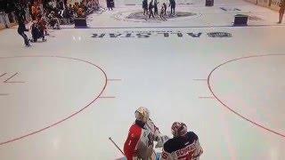 Roberto Luongo and Cory Schneider argue over the net "like the good old days"