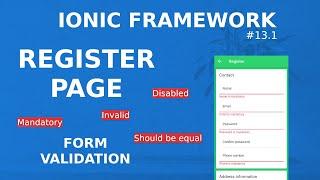 Ionic Tutorial #13.1 - Register Page - Form validation