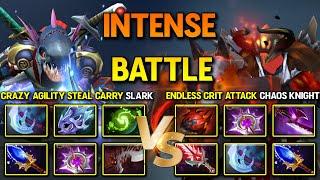INTENSE HARD CARRY BATTLE | Crazy Agility Steal Slark Vs. Endless Crit Attack Chaos Knight DotA 2