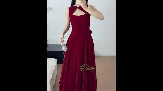 Blood Red Backless Dress | Wine Red Formal Dress | Wine Red Evening Dress