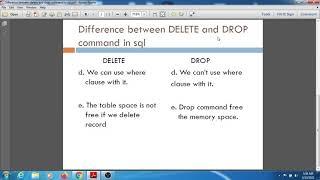 Difference Between Delete And Drop command in SQL
