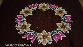 vinayagar chaturthi big flower rangoli  (9*5) | Ganapathi festival pulli kolam @saisparkrangolies