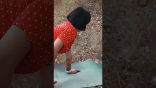 Evelina's yoga outdoors in a dress #yoga #stretching