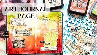 Vintage Style Art Journal Page with Distress Ink Background