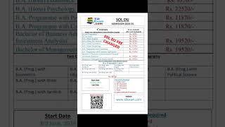 SOL DU IMPORTANT UPDATE ️ Admission Fees Revised  2024  #soldu #dusol #soladmission #sol2024