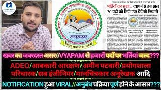 खबर का असर/VYAPAM की भर्तिया जल्द? || ADEO/आबकारी/प्रयोगशाला/अमीन/SE आदि || अनुबंध प्रक्रिया पूर्ण?