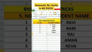 Automatic Serial numbers tricks in excel only 10 sec  #shorts #excel #viral  #computer