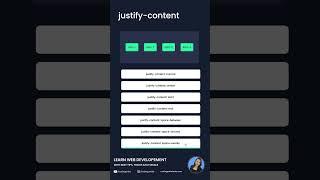 Different values for ‘justify-content’ #coding #htmlcss #code #html #webdevelopment #tutorial #css