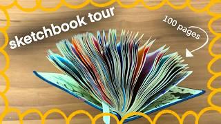 sketchbook tour *almost two years of drawings and paintings* | no talking